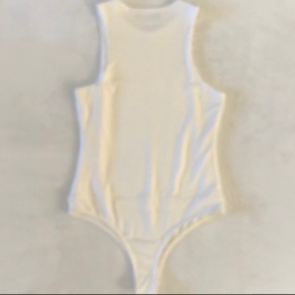 Soft White Slim Fit Tank Bodysuit, Size S(4) - Picture 5 of 8